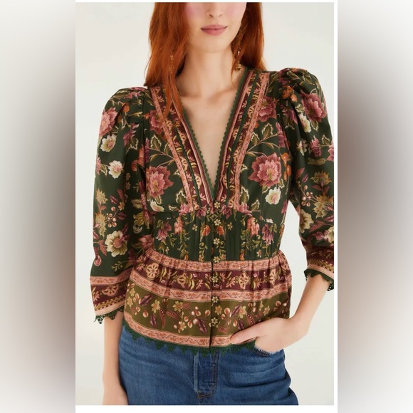 New FARM Rio Flowering Garden Tree Blouse Large - Picture 1 of 7